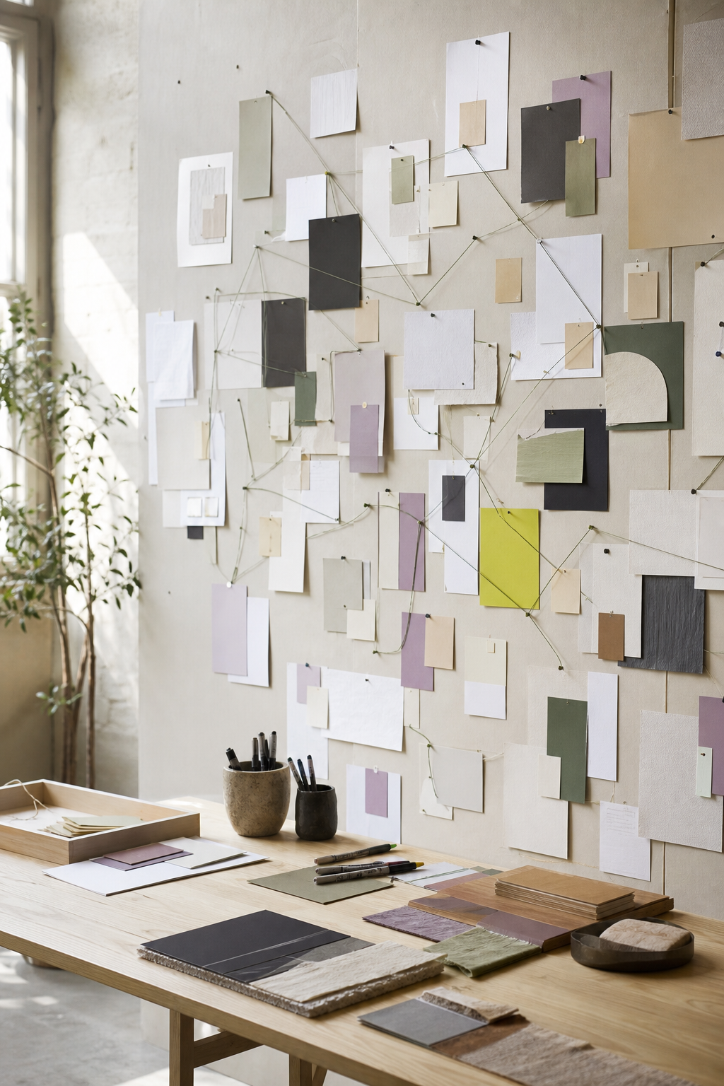 A tactile process map made from paper cards